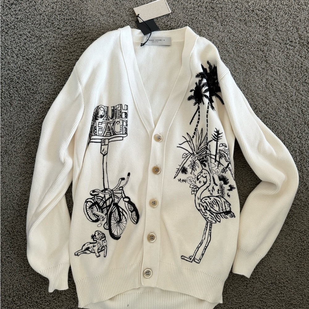 GOLDEN GOOSE CARDIGAN DARRYL BASIC LETTERING